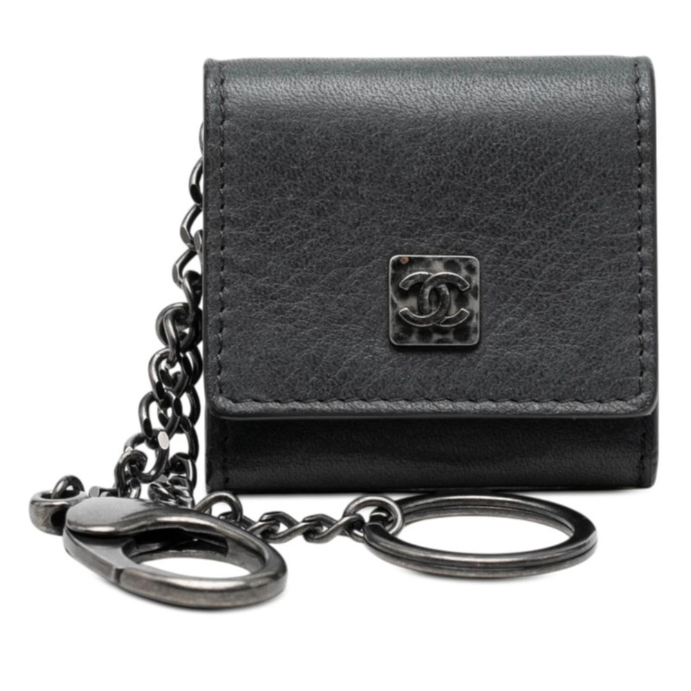 Chanel Coco Mark Keychain Accessory Bag Charm Photo Case Picture Holder Black...